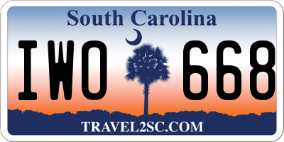 SC license plate IWO668