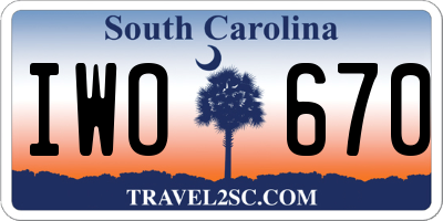 SC license plate IWO670