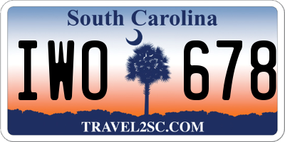 SC license plate IWO678