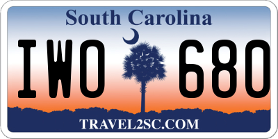 SC license plate IWO680