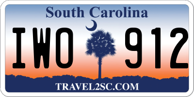 SC license plate IWO912