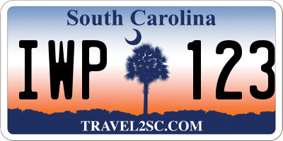 SC license plate IWP123