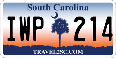 SC license plate IWP214