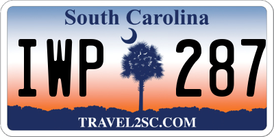 SC license plate IWP287