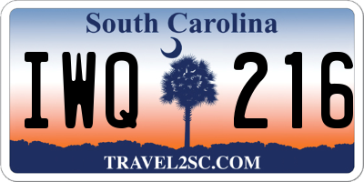 SC license plate IWQ216