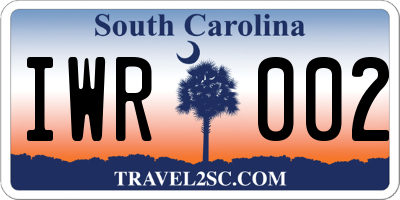 SC license plate IWR002