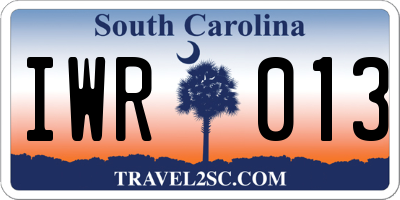 SC license plate IWR013