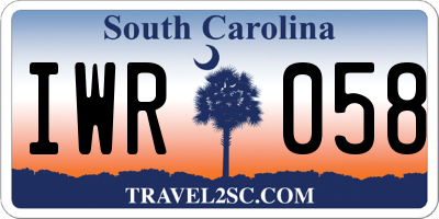SC license plate IWR058