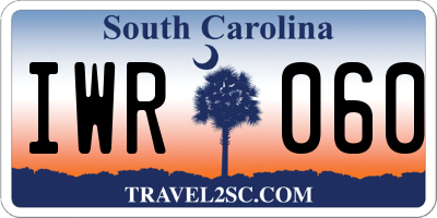 SC license plate IWR060