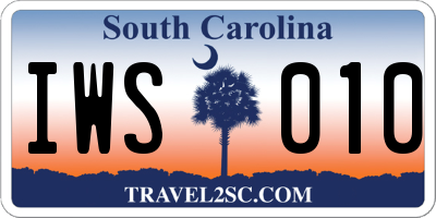 SC license plate IWS010