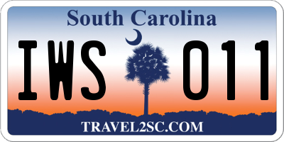 SC license plate IWS011