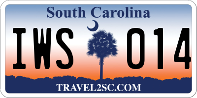 SC license plate IWS014