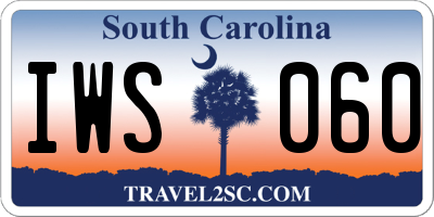 SC license plate IWS060