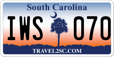 SC license plate IWS070