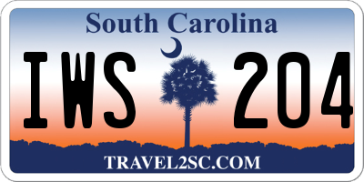 SC license plate IWS204