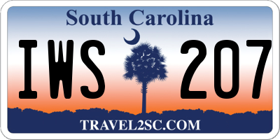 SC license plate IWS207