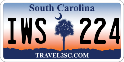 SC license plate IWS224
