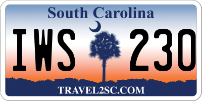SC license plate IWS230