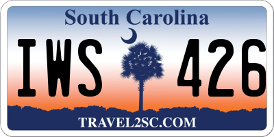 SC license plate IWS426