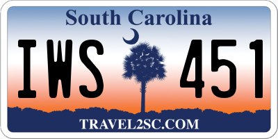 SC license plate IWS451