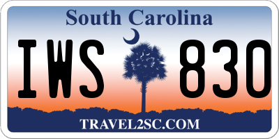 SC license plate IWS830