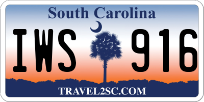 SC license plate IWS916