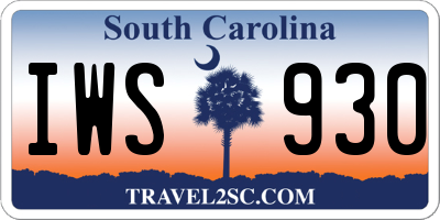 SC license plate IWS930
