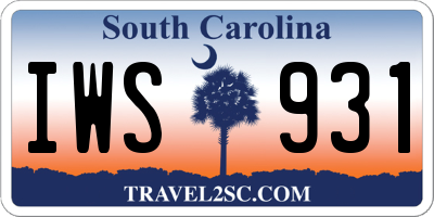 SC license plate IWS931