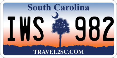 SC license plate IWS982