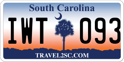 SC license plate IWT093