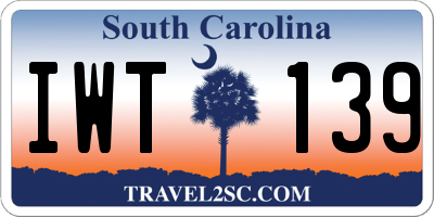 SC license plate IWT139