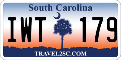 SC license plate IWT179