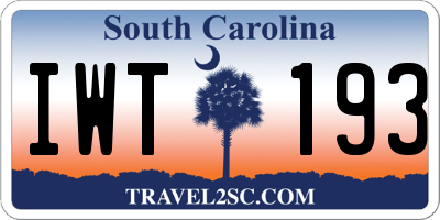 SC license plate IWT193