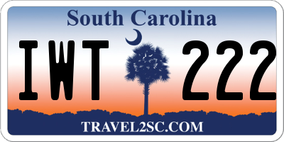 SC license plate IWT222