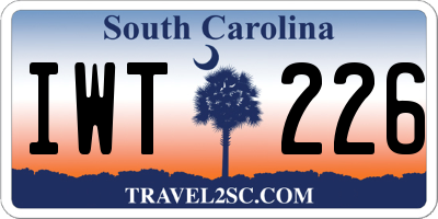 SC license plate IWT226