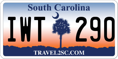 SC license plate IWT290