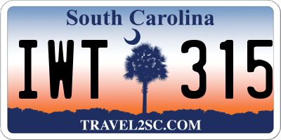 SC license plate IWT315