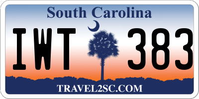 SC license plate IWT383