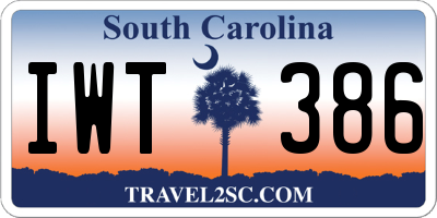 SC license plate IWT386