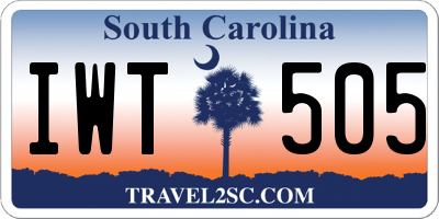 SC license plate IWT505