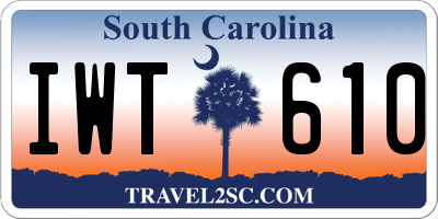 SC license plate IWT610