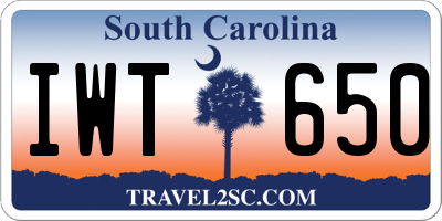 SC license plate IWT650