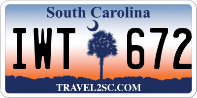 SC license plate IWT672
