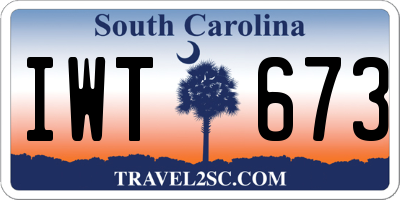 SC license plate IWT673
