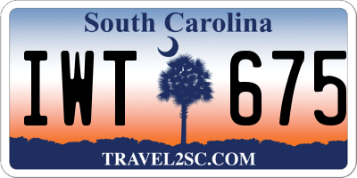 SC license plate IWT675