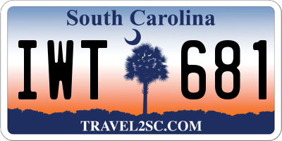 SC license plate IWT681