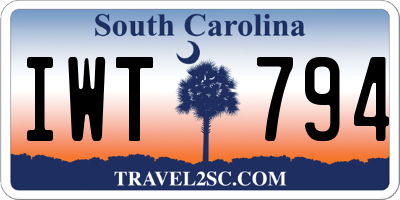 SC license plate IWT794