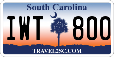 SC license plate IWT800