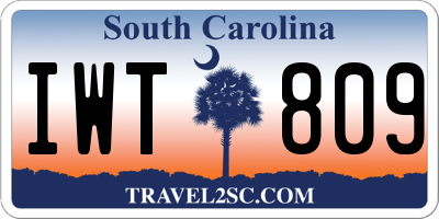 SC license plate IWT809