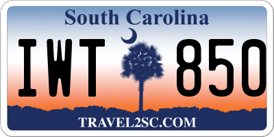 SC license plate IWT850